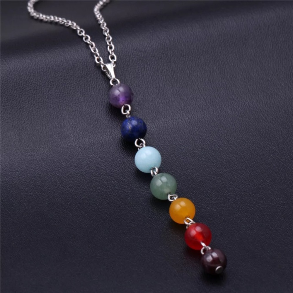 ❤️gorgeous🌈 multicolor beads silver necklace - Picture 8 of 8